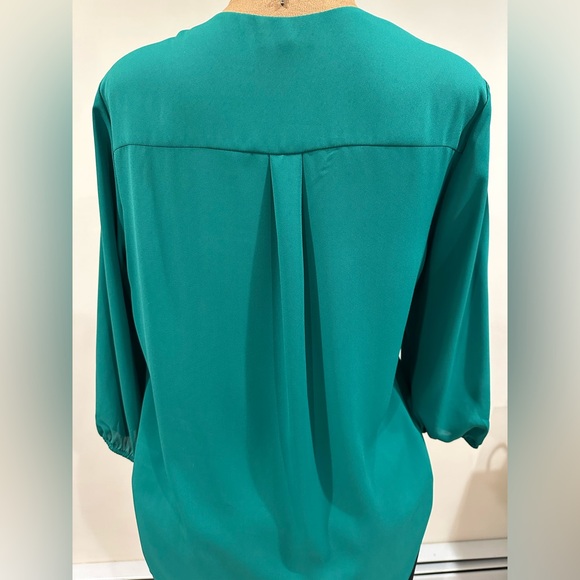 Pleione Kelly Green V Neck Elastic Sleeves Pleated In Front & Back. Sz XL. - Picture 8 of 13